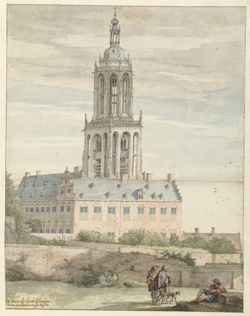佛雷德里克五世（Frederik V，Elector Palatine）宫殿和莱宁（Rhenen）圣库内拉克（Sint Cunerakerk）宫殿视图