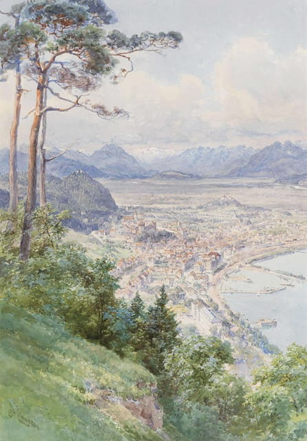 Edward Theodore Compton - A view of Bregenz and Lake Bodensee
