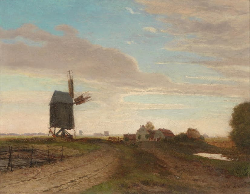 Eugen Jettel - Landschaft mit Windmühle
