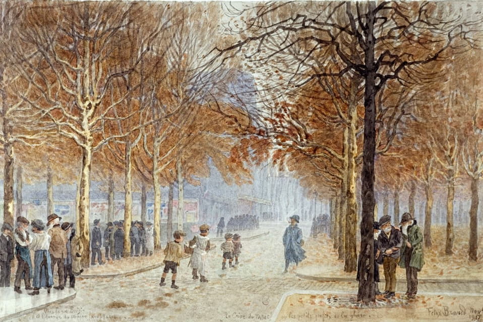 Félix Brard - Rue Brézin et avenue du Maine, 14ème arrondissement, novembre 1917