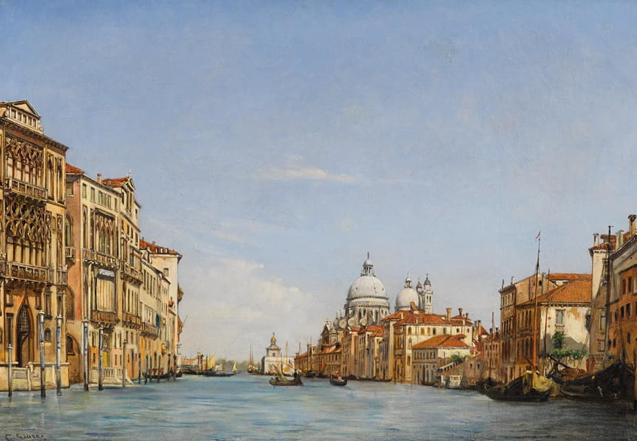 威尼斯，大运河与安康圣母教堂的景色