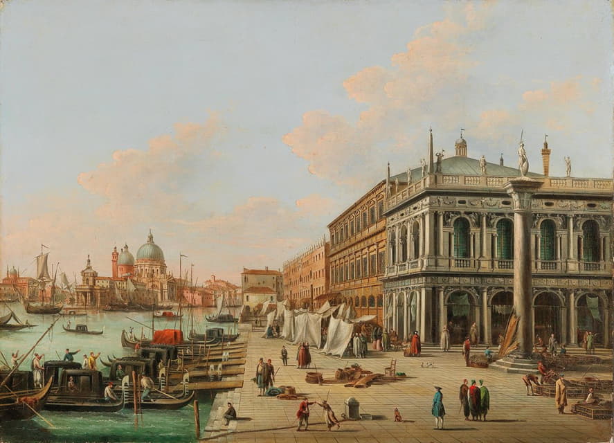 Giuseppe Bernardino Bison - The Molo by the Biblioteca Marciana facing the entrance of the Canal Grande, Venice