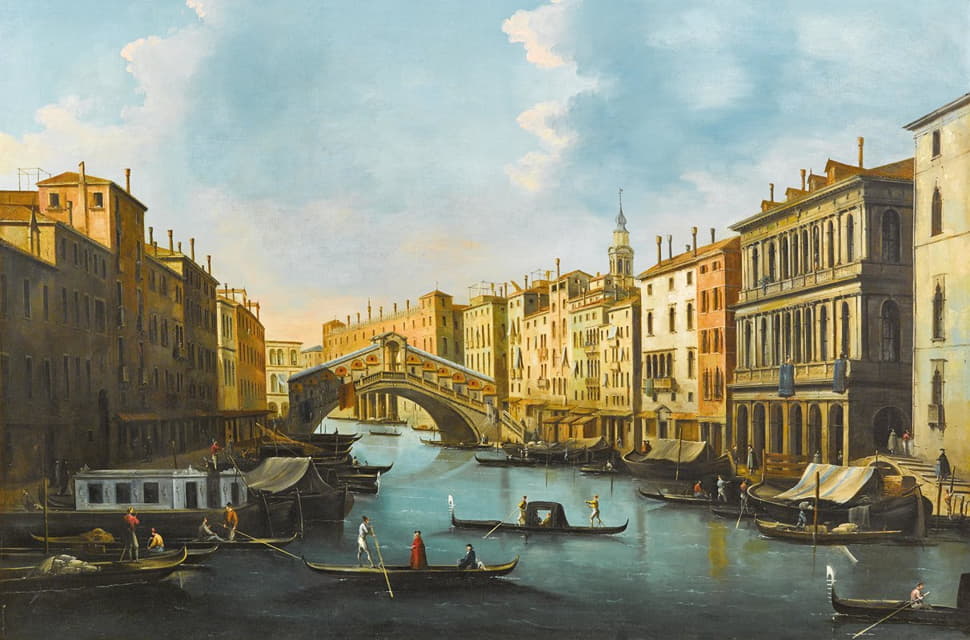 威尼斯，有里亚尔托大桥的大运河