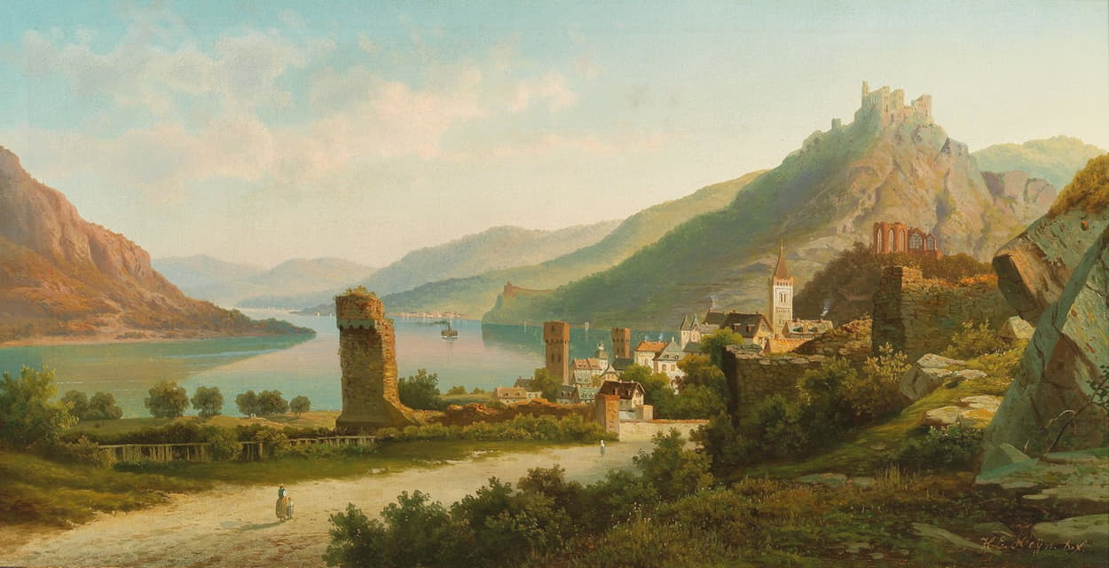 Heinrich Eduard Heyn - Town on the Rhine
