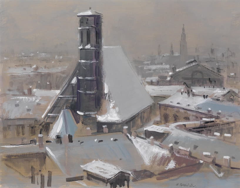维也纳屋顶和少数民族教堂视图