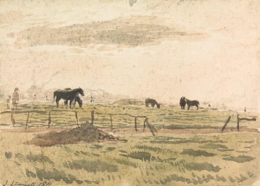 John Linnell - Horses in a Paddock