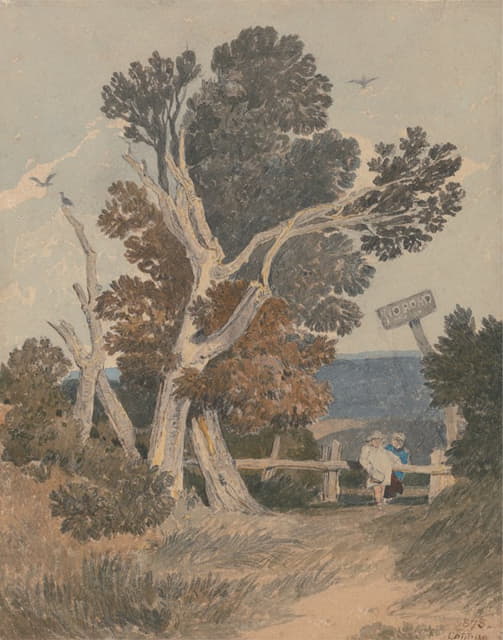 John Sell Cotman - A Group of Trees by a Fence