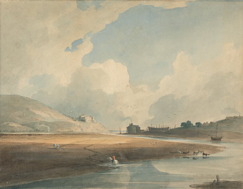 John Varley - Harlech Castle and Twgwyn Ferry
