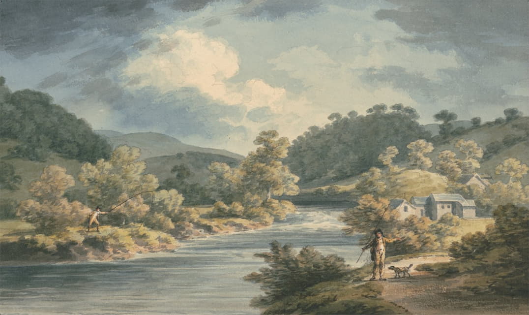 John Warwick Smith - A Fisherman in the Vale of Myfod, Site of the Palace of the Princess of Powis