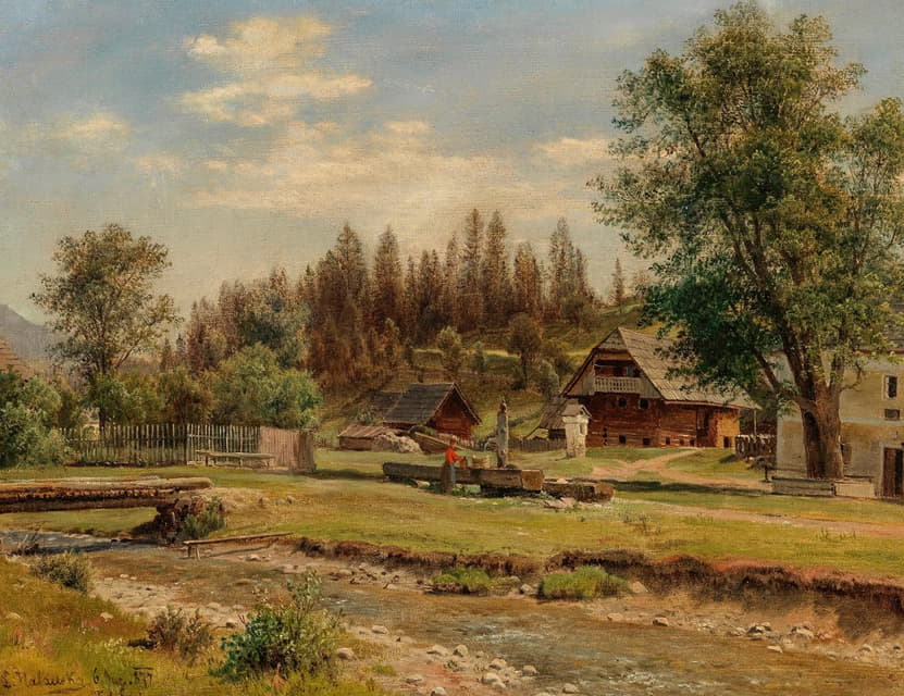 Ludwig Halauska - Blick auf das Dorf Tutschach bei Aflenz