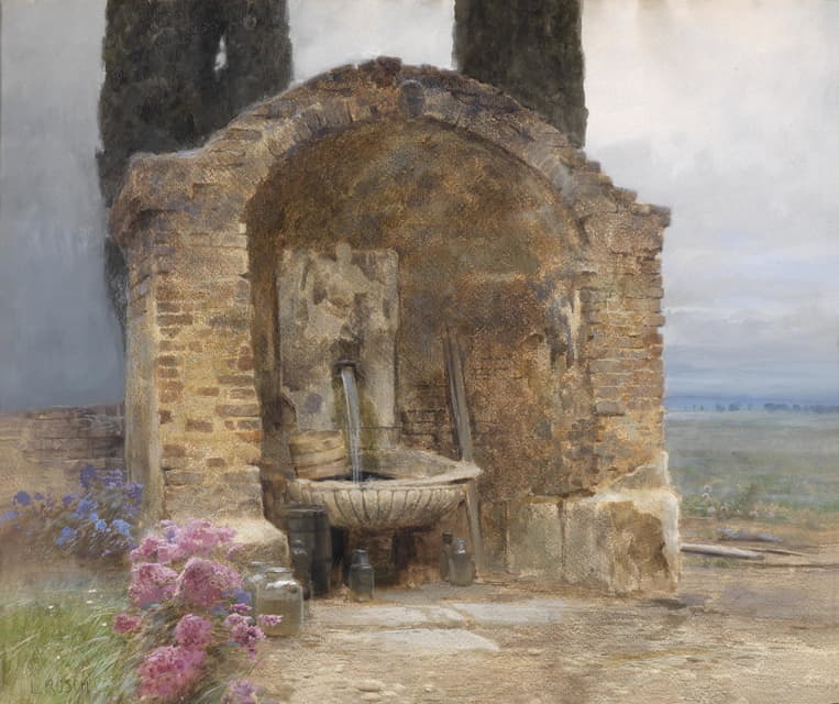 Ludwig Rösch - Brunnen in italienischer Landschaft