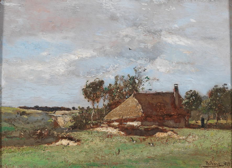 Rudolf Ribarz - Landschaft mit Bauernhof
