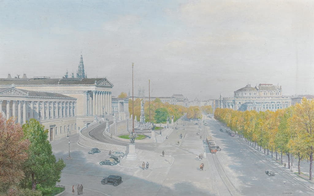 Thomas Leitner - Ringstraße mit Parlament und Burgtheater
