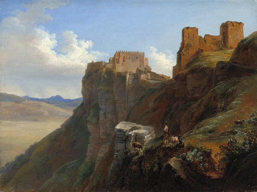Louise-Joséphine Sarazin de Belmont - View of the Castello di San Giuliano,near Trapani Sicily
