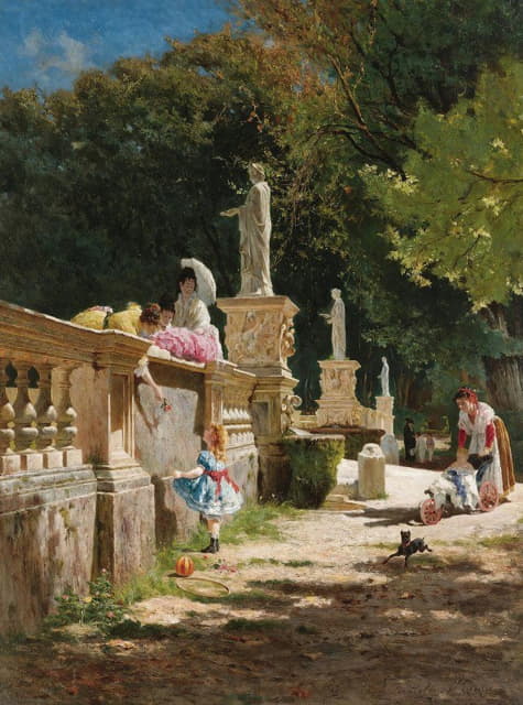 Aurelio Tiratelli - In The Gardens Of The Villa Borghese