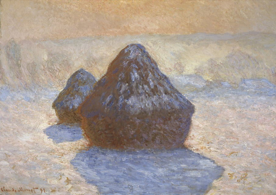 Claude Monet - Haystacks- Snow Effect
