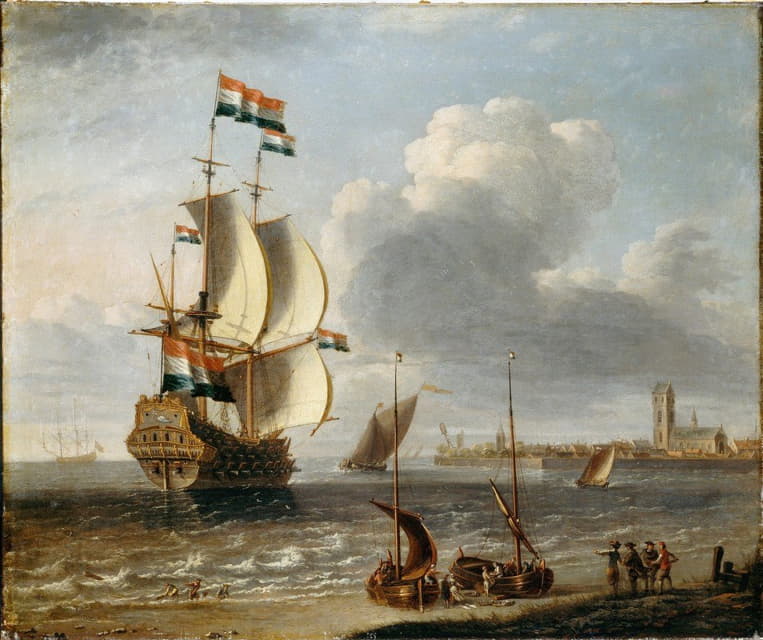 Lorenzo A Castro - A Dutch East-Indiaman off Hoorn