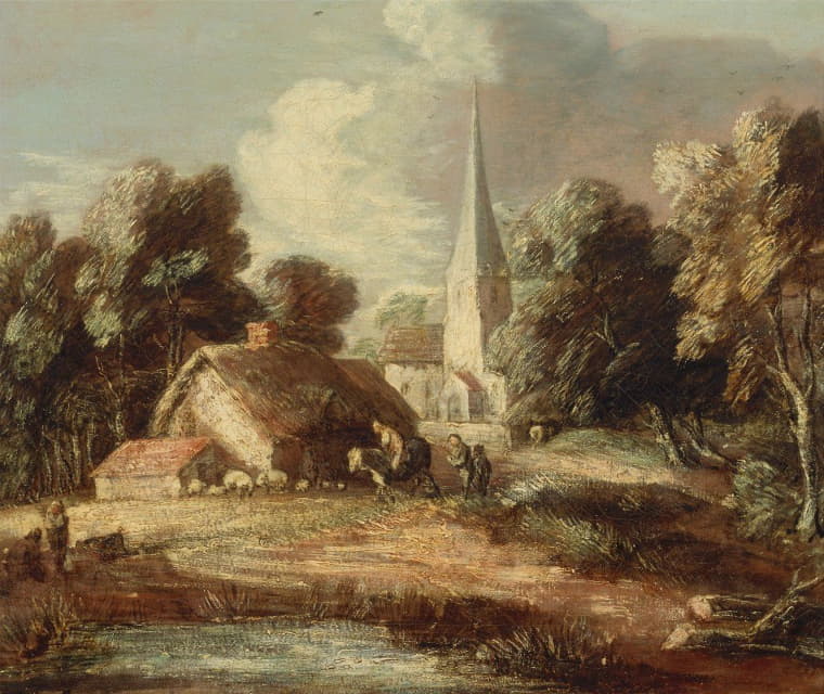 Thomas Gainsborough - Landscape with cottage and church