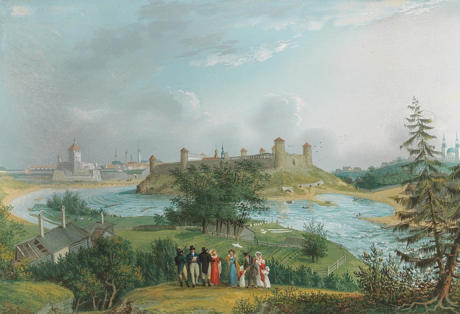 Johannes Hau - Die Ruinen der Veste Jwangorod (Johannesstadt) nebst ein Teil von Narva von der Höhe von Joachimsthal herabgesehen