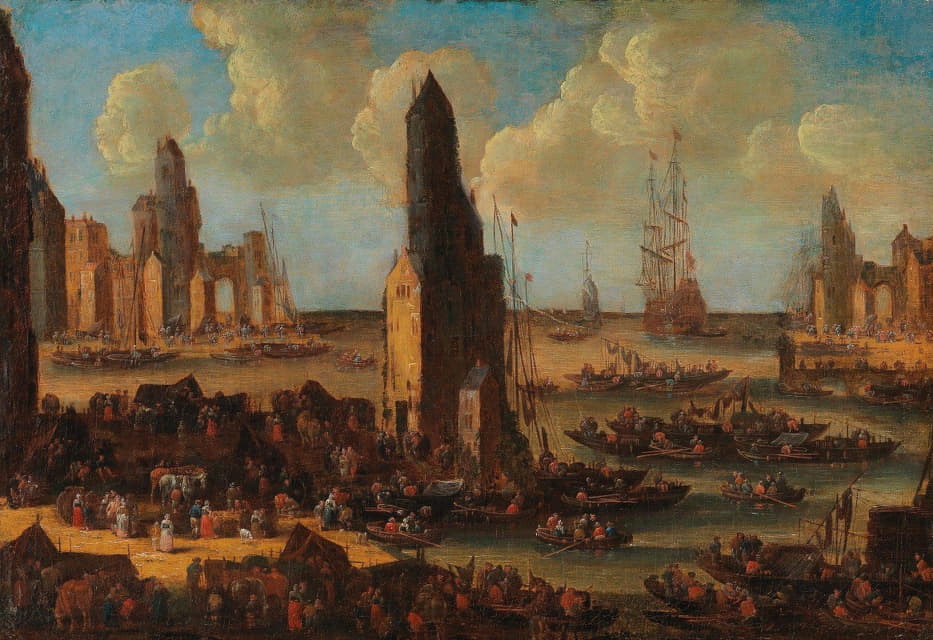 Pieter Casteels II - A harbour with numerous boats