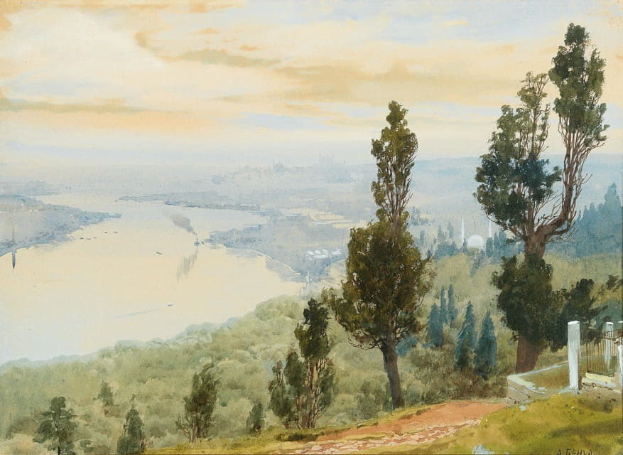 Albert Nikolaevich Benois - A view of Istanbul from Eyüp Cemetery
