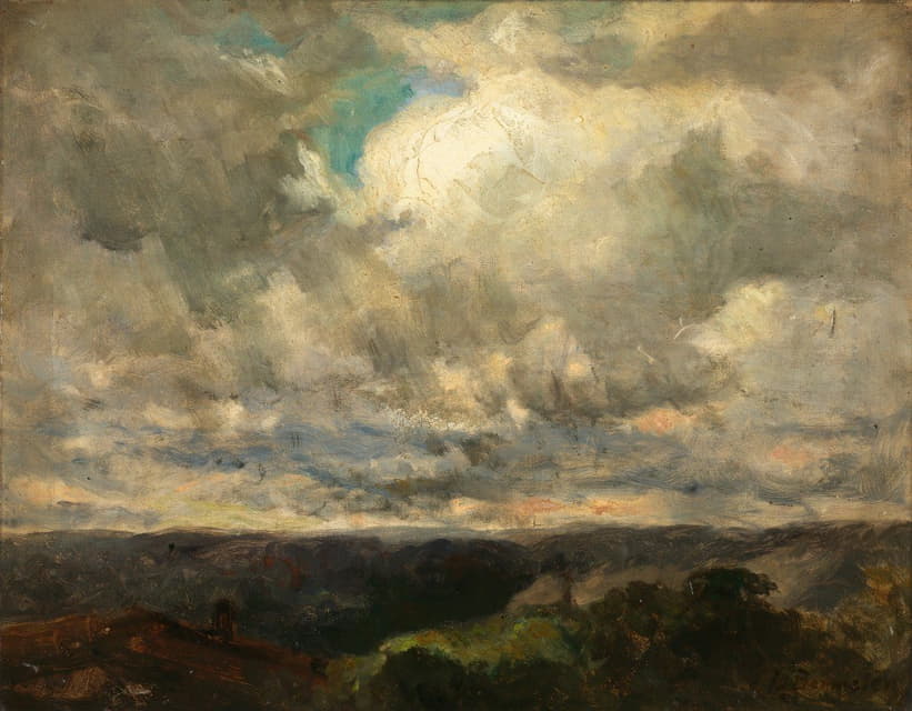 Edward Mitchell Bannister - Untitled (landscape, cloudy sky)