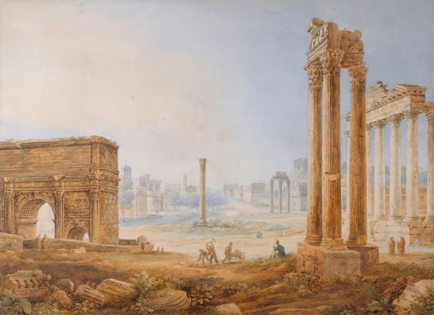 Henri Lévêque - View Of The Forum With The Arch Of Septimus Severus