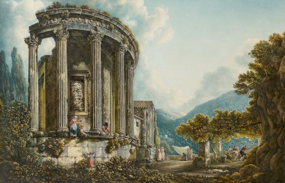 Abraham-Louis-Rodolphe Ducros - Tivoli, a view of the Temple of the Sibyl