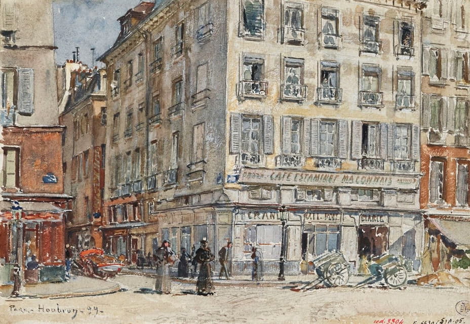 Frédéric Houbron - Intersection de deux rues, à Paris, en 1899.