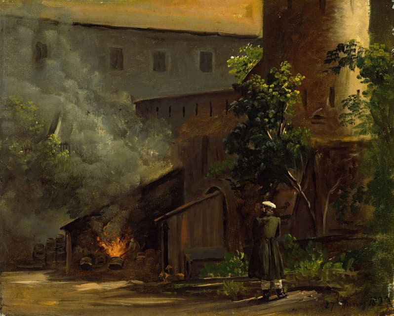 Thomas Fearnley - From a Courtyard at the Scharfenberg Castle near Dresden