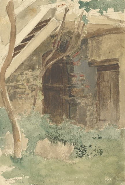 Friedrich Eduard Meyerheim - A Wooden Door of a Farm Building near Merano