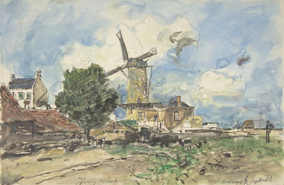 Johan Barthold Jongkind - Wind Mill at Antwerp