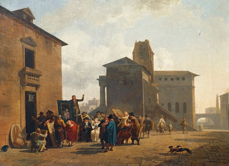 Nicolas-Antoine Taunay - An open-air auction in a town square