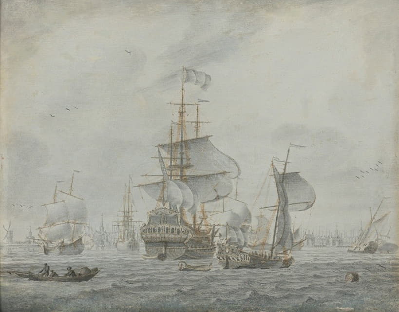 Cornelis Bouwmeester - Shipping In A Gusty Breeze