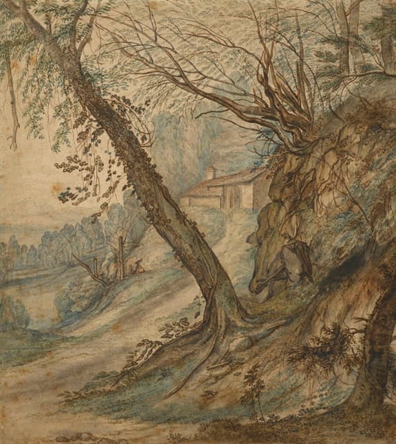 Lucas Achtschellinck - A Wooded Landscape with a Path to a House