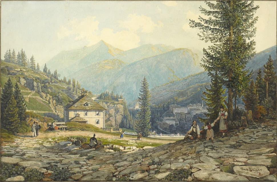 Thomas Ender - View of the Residence of Archduke Johann in Gastein Hot Springs
