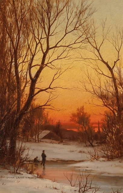 Bruce Crane - Sunset; Woods and Pond