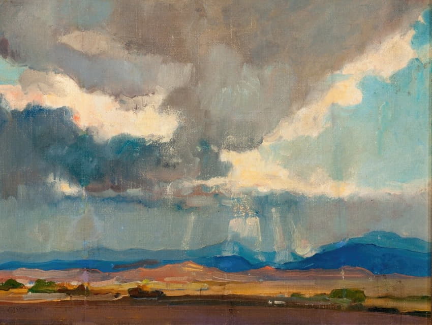 Oliver Dennett Grover - Storm over a Western Landscape