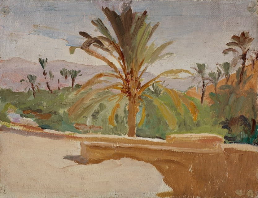 Jan Ciągliński - Biskra (Oasis with Palm Trees)