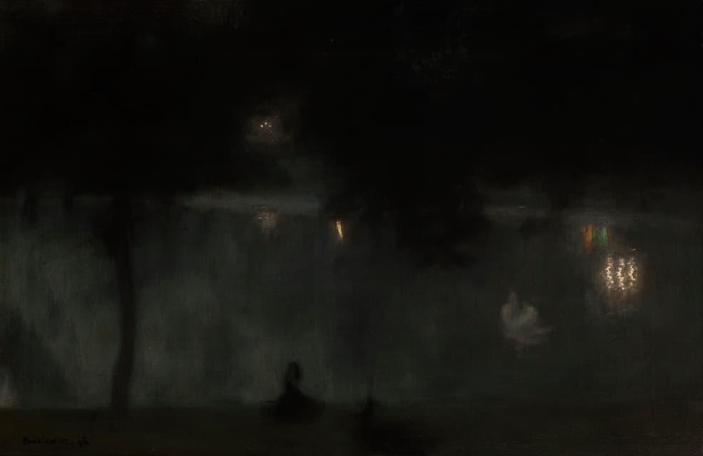 Józef Pankiewicz - Swans in the Saski Garden at Night