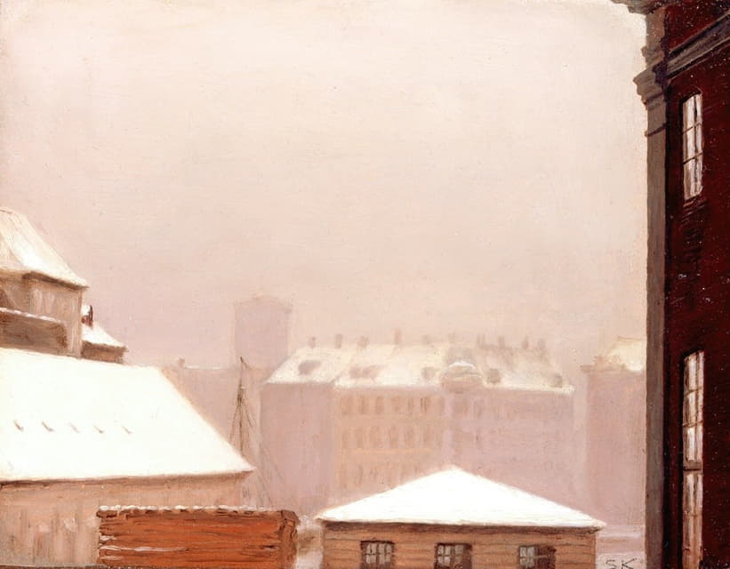 Peder Severin Krøyer - Copenhagen; Roofs Under the Snow