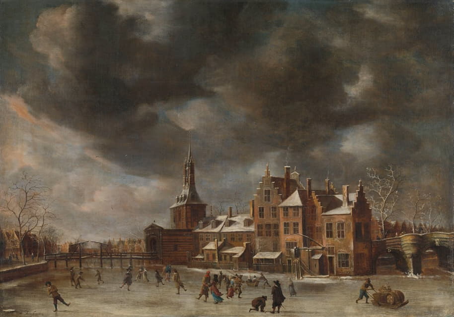 Abraham Beerstraten - The Blauwpoort in Leiden in the Winter