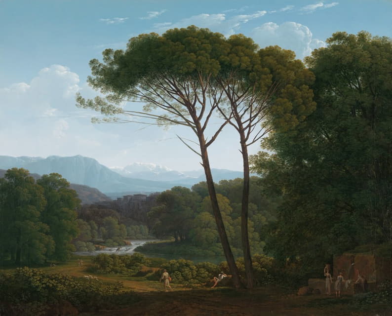 Hendrik Voogd - Italianate Landscape with Pines