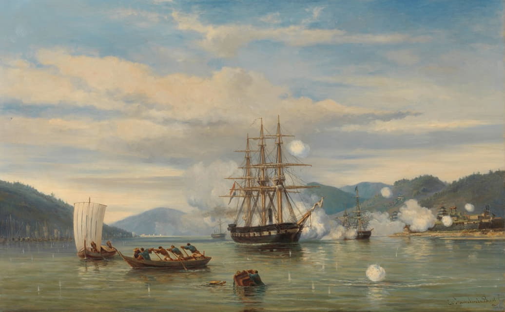 Jacob Eduard van Heemskerck van Beest - HMS Steam-Powered Battleship Medusa Opening the Shimonoseki Straits