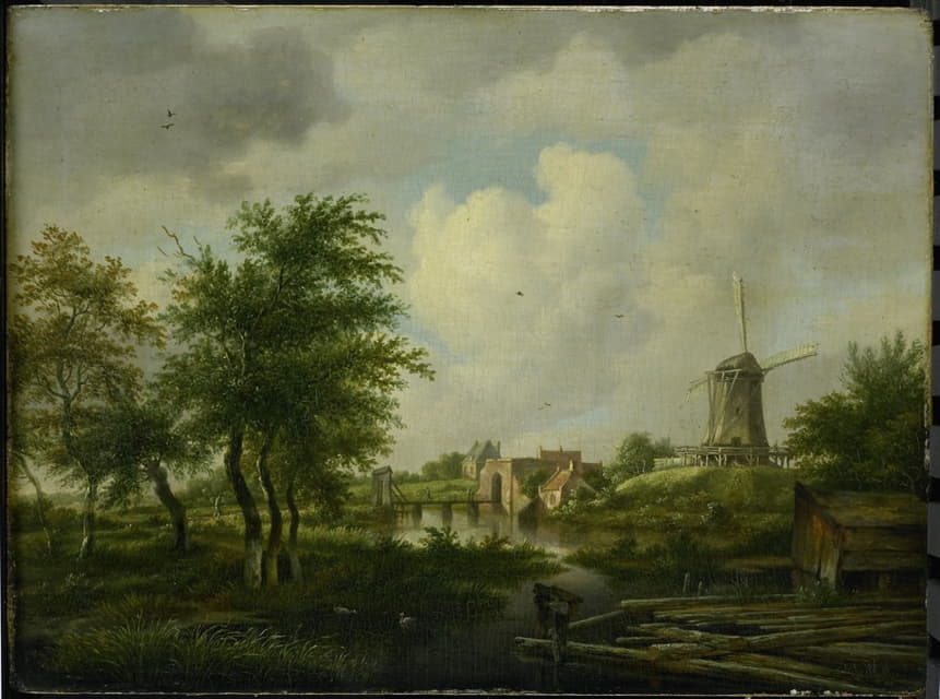 Jan Hulswit - De vervallen wal te Amsterdam met de Weteringpoort, gezien over de Buitensingel