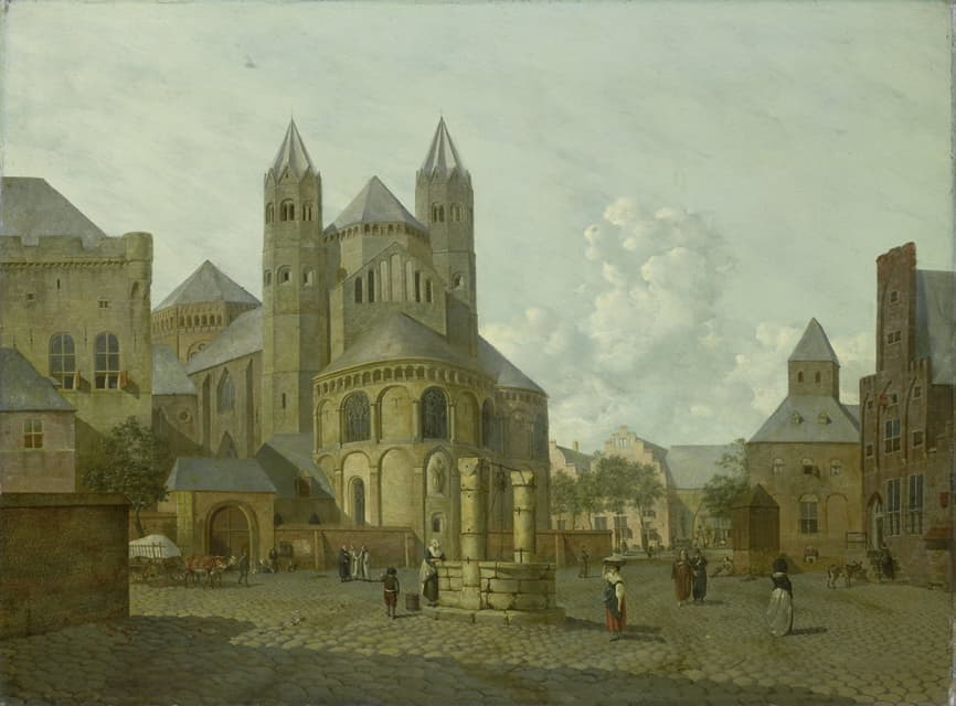 Johannes Huibert Prins - Imaginary Cityscape with Romanesque Church