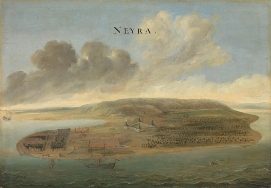 Johannes Vinckboons - Two Views of Dutch East India Company Trading Posts; Lawec in Cambodia and Banda in the Southern Moluccas