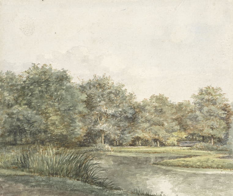 Pieter Ernst Hendrik Praetorius - Landschap met bomen aan het water