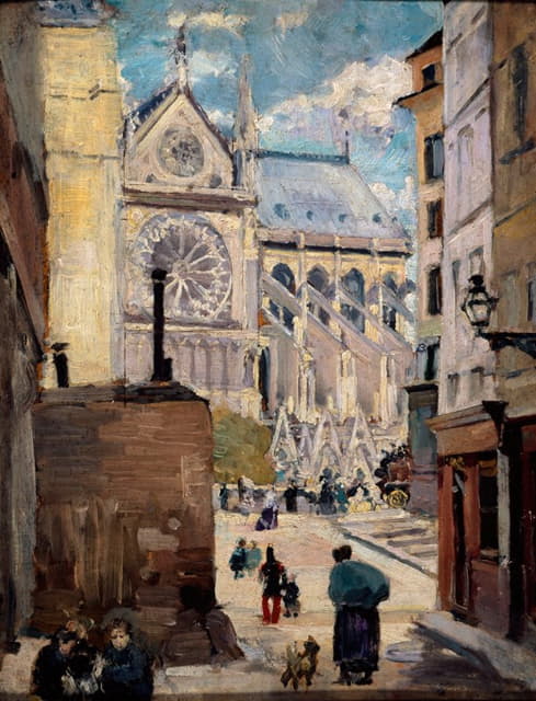 Emile Antoine Guillier - Notre-Dame, vue de la rue de l’Hôtel-Colbert