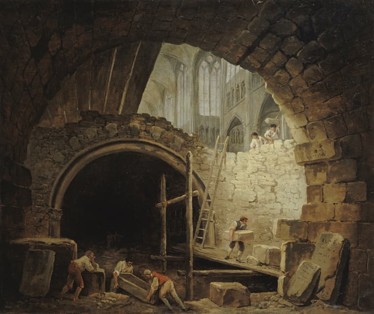 Hubert Robert - La Violation des caveaux des rois dans la basilique de Saint-Denis, en octobre 1793